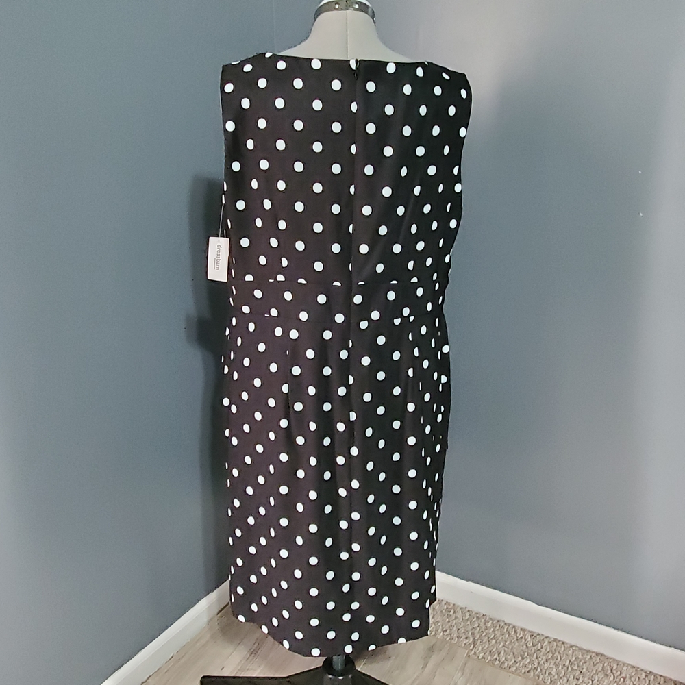 NWT Signature Sabrina Black and Mint Blue Polka Dot Midi Sheath Dress Size 18W - Picture 5 of 8
